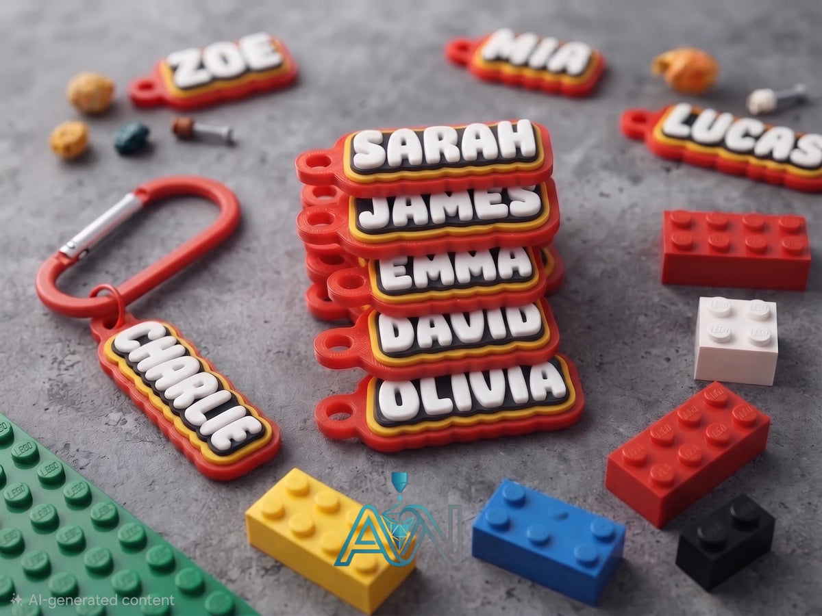 Custom 3D Printed Name Keychain – Block Style Bag Tag with Glossy Resin Finish