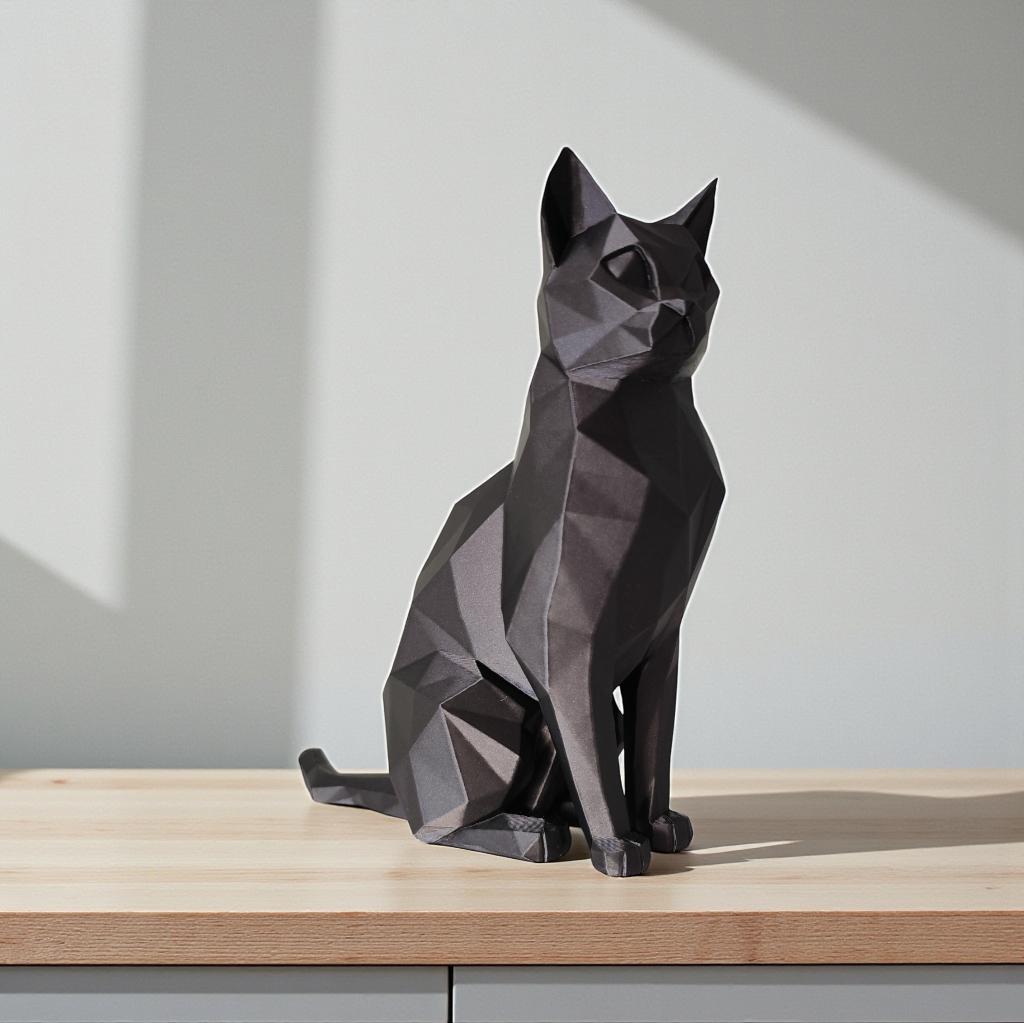 Low Poly Cat Sculpture