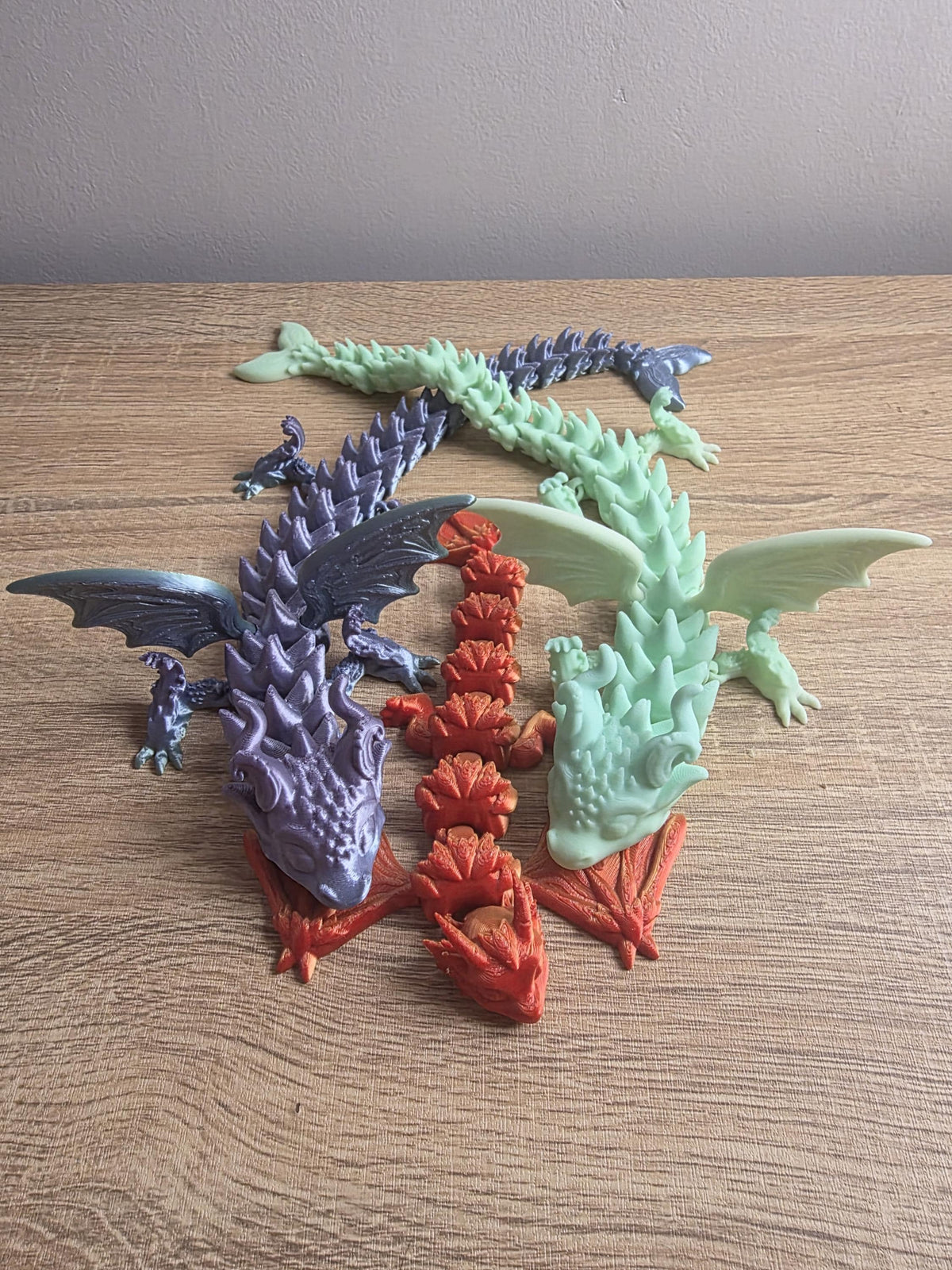 Articulated 3D Printed Baby Dragon Toy | Flexi Winged Dragon Figurine