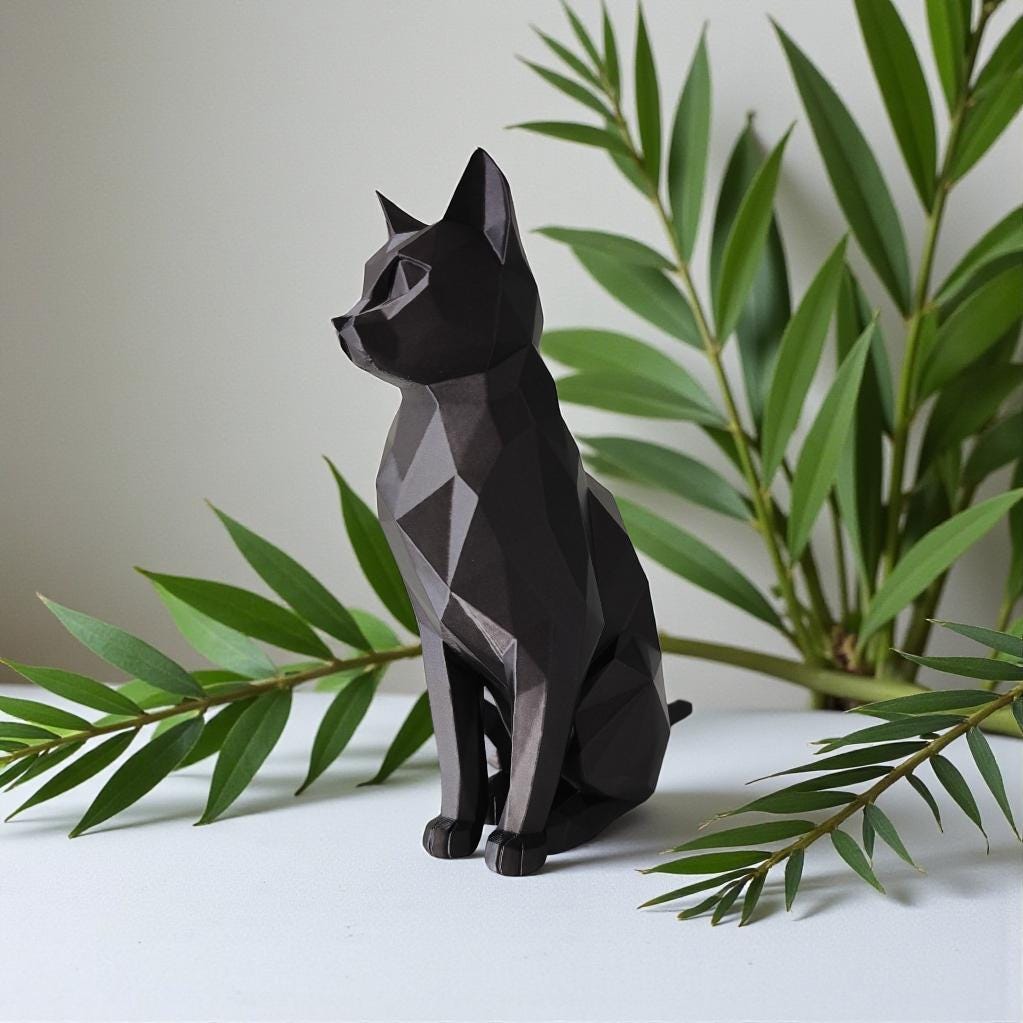Low Poly Cat Sculpture
