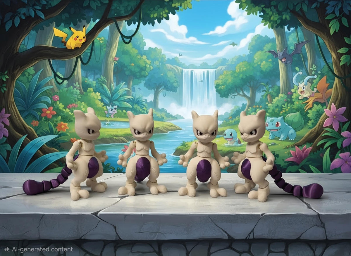 3D Printed Articulated Mini Mewtwo Figure