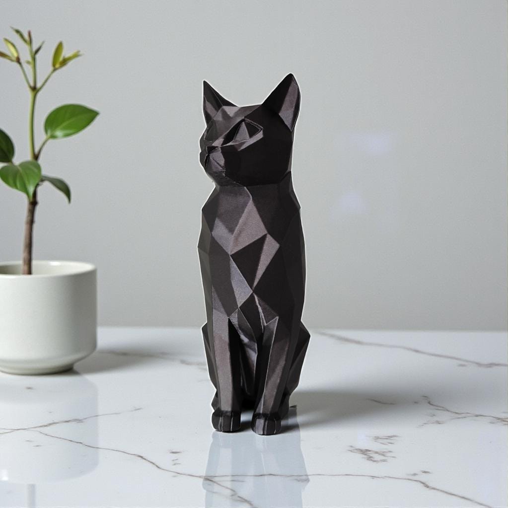 Low Poly Cat Sculpture
