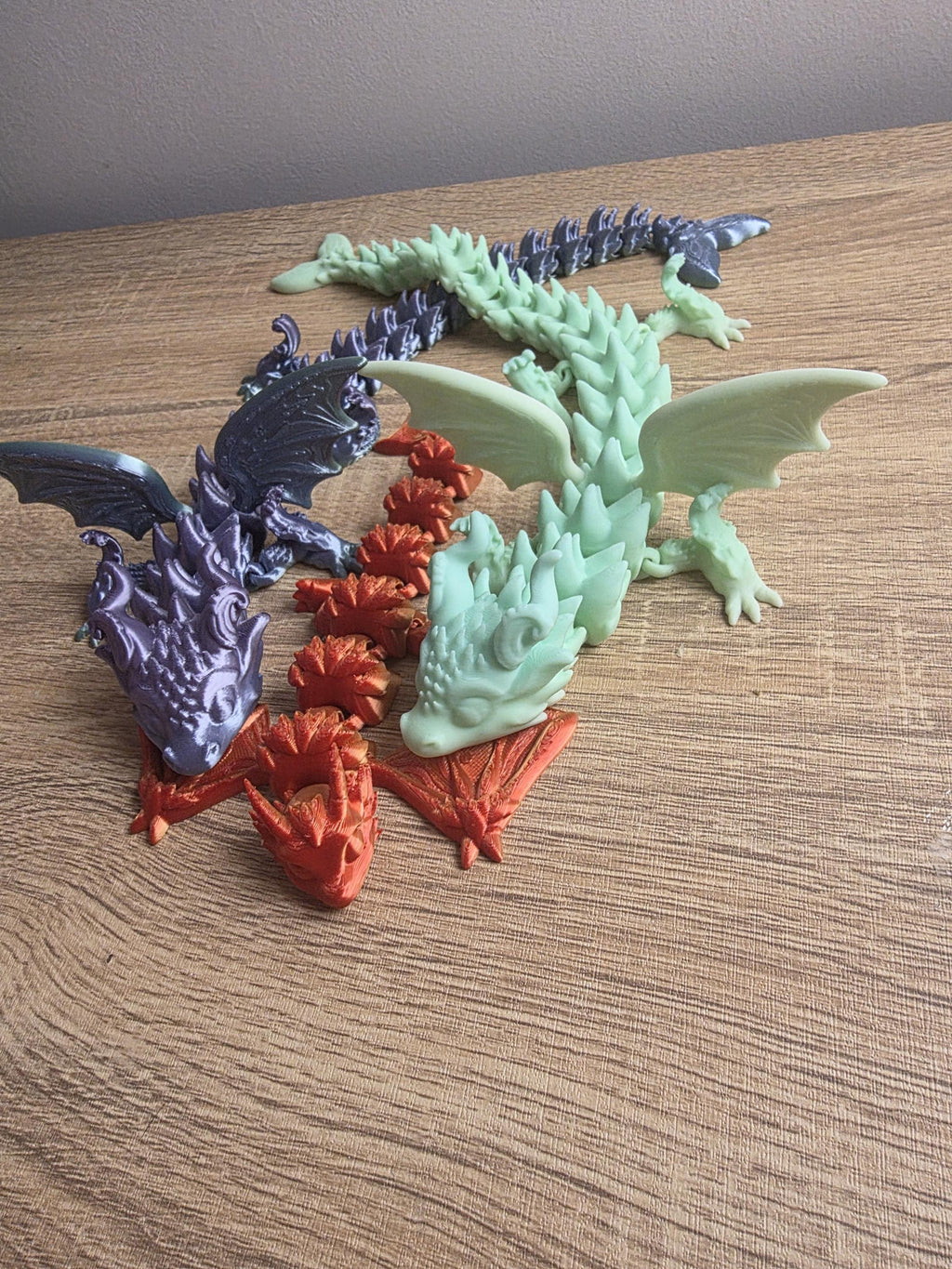 Articulated 3D Printed Baby Dragon Toy | Flexi Winged Dragon Figurine