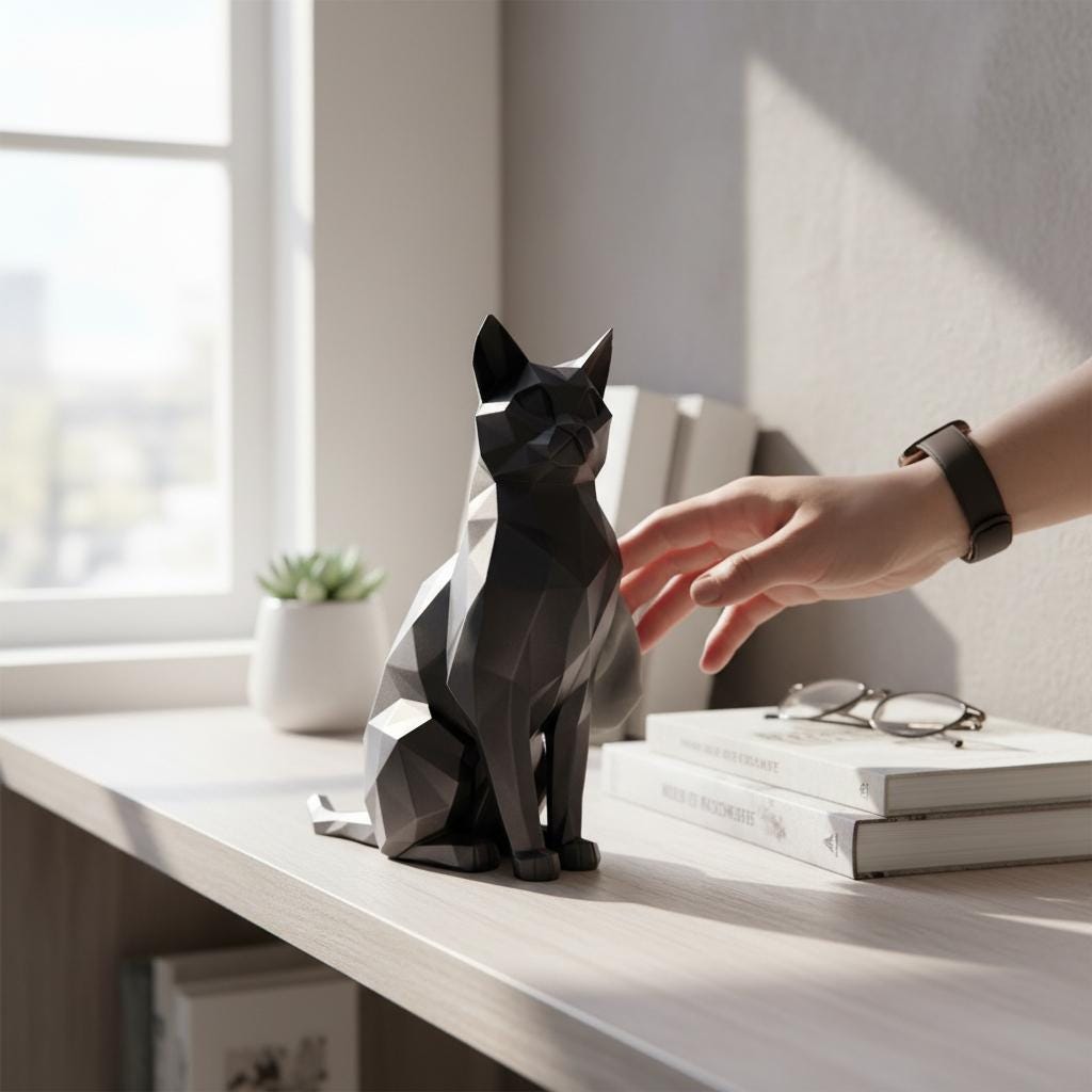 Low Poly Cat Sculpture