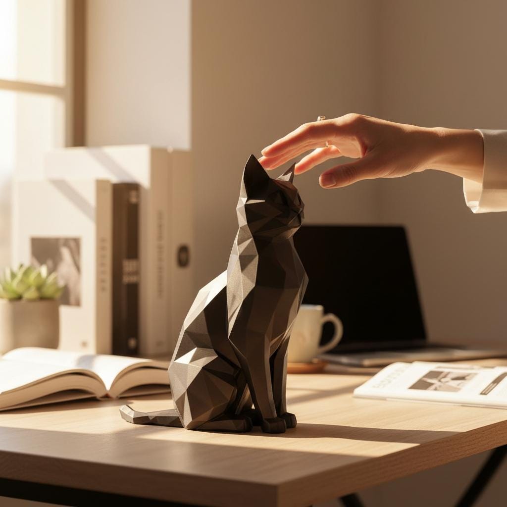 Low Poly Cat Sculpture