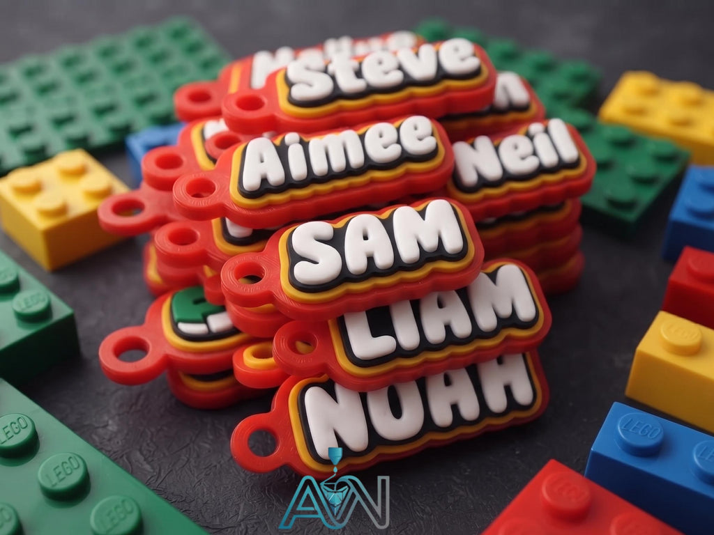 Custom 3D Printed Name Keychain – Block Style Bag Tag with Glossy Resin Finish