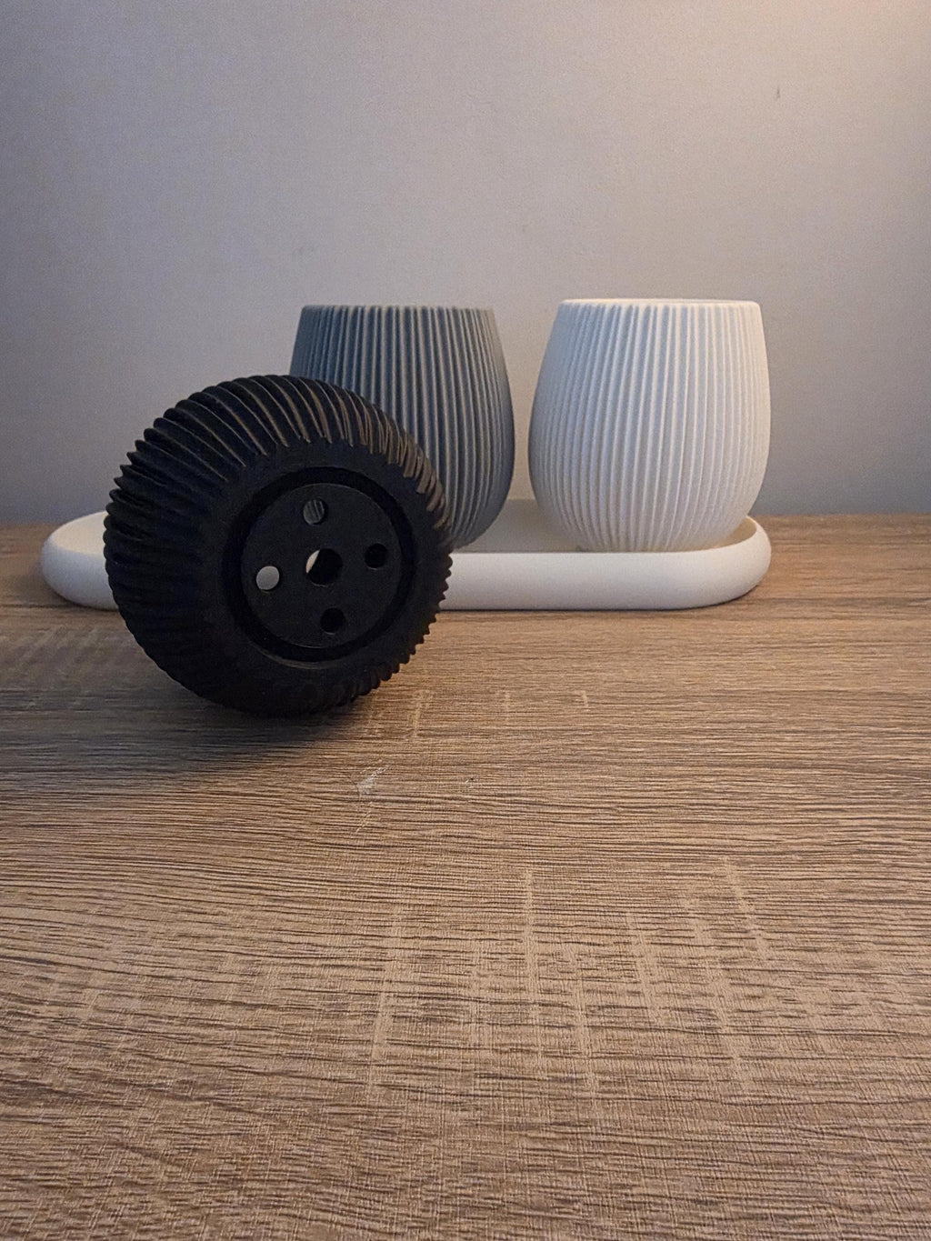 3D Printed Fluted Succulent Planter Trio | Nordic Style PLA Pots with Drainage Tray