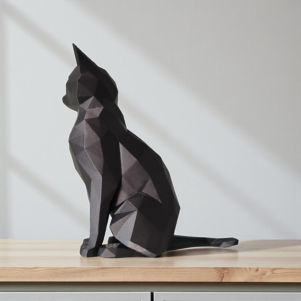 Low Poly Cat Sculpture