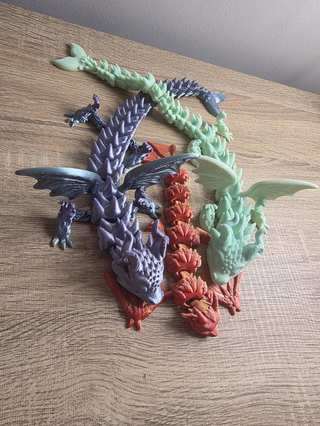 Articulated 3D Printed Baby Dragon Toy | Flexi Winged Dragon Figurine