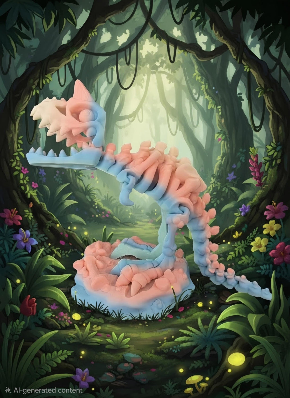 Articulated Pastel T-Rex Skeleton Toy