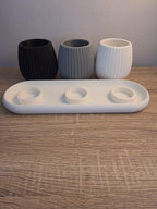 3D Printed Fluted Succulent Planter Trio | Nordic Style PLA Pots with Drainage Tray
